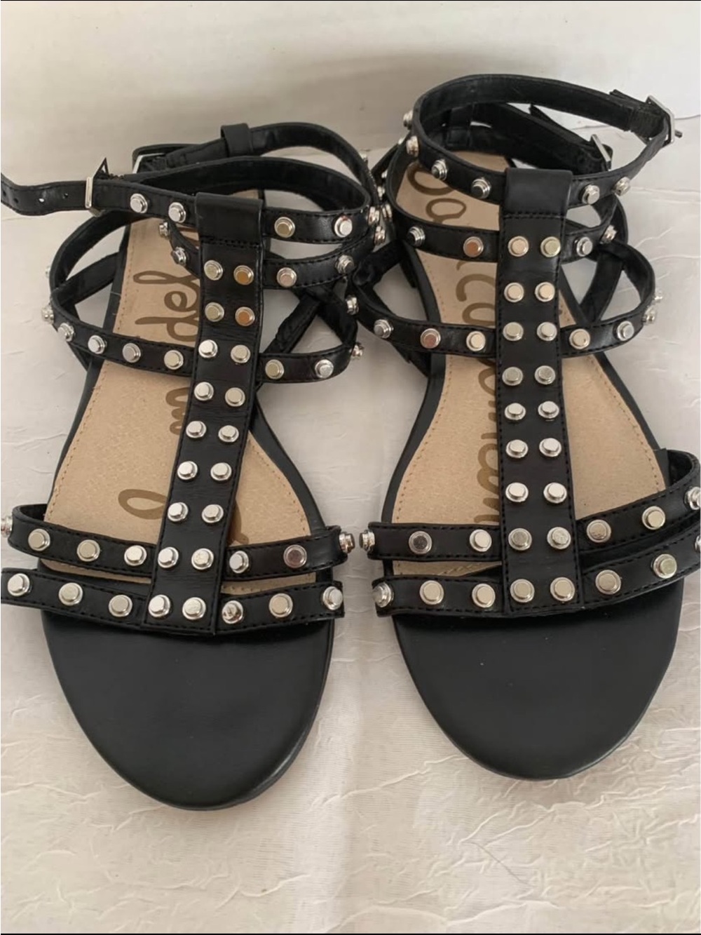 Sam Edelman Black Studded Gladiator Sandals. 6.5